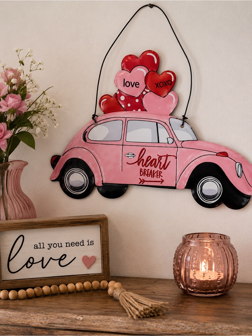 Valentine's Day Metal Bug Vehicle Hanging Wall Art Home Decor‎